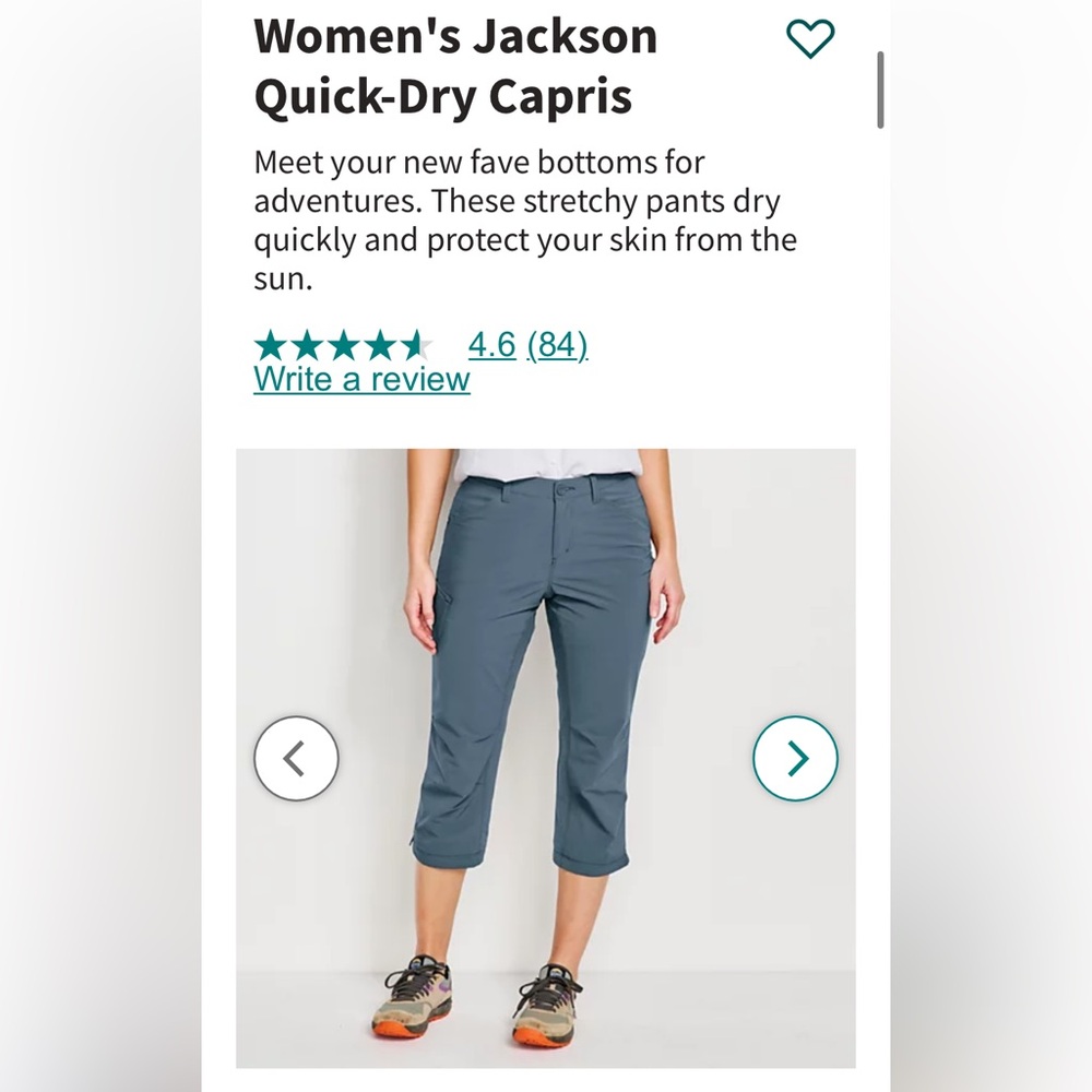 Orvis Jackson Quick-Dri Capris Sz 8